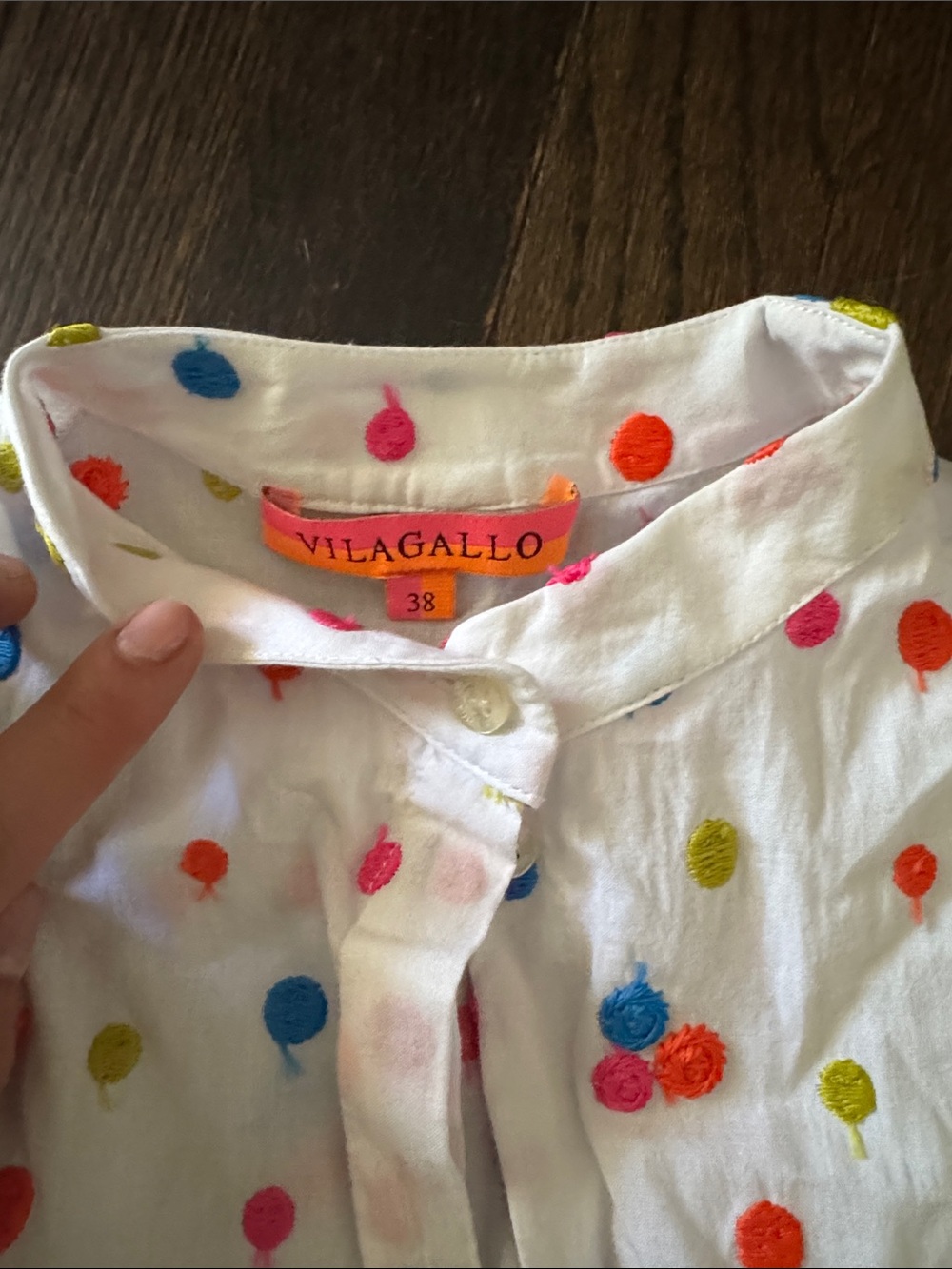 Vilagallo White Shirt with Bright Embroidered Dots - Picture 2 of 2